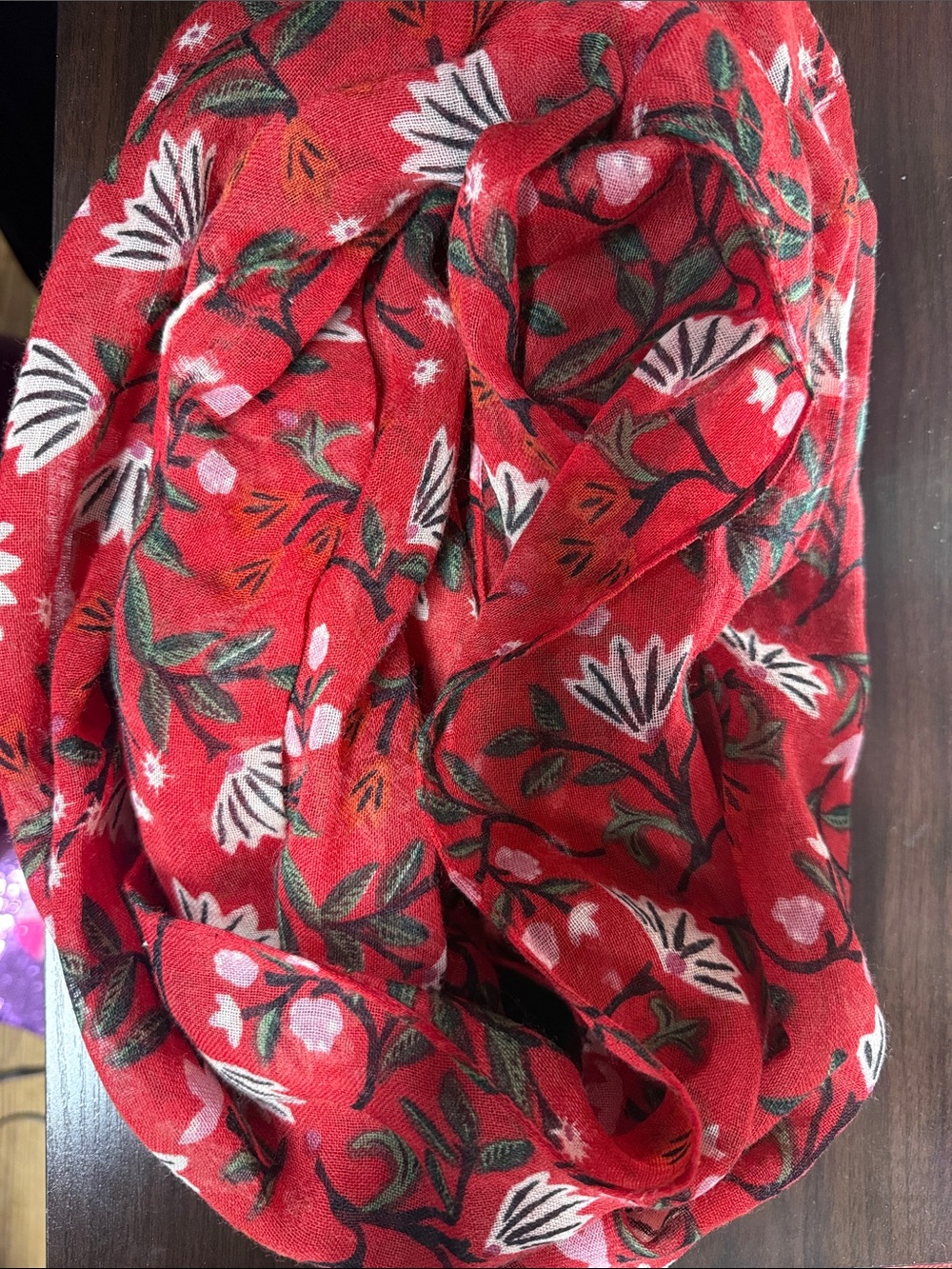 Seasalt Cornwall Red Floral Lightweight Women's circle Scarf